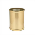 Classics Collection 8 Qt. Brushed Brass Mylar Round Wastebasket